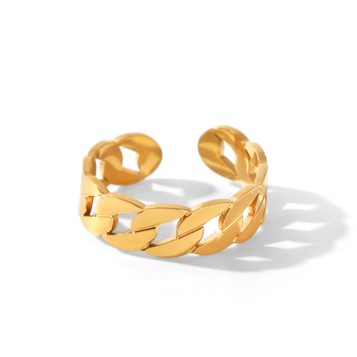 Anillos Llamativos De Acero Inoxidable Calado, Color Dorado, De Forma Irregular Y Diseño Calado, De La Serie Simple, Ideales Para Uso Diario. Imagen6