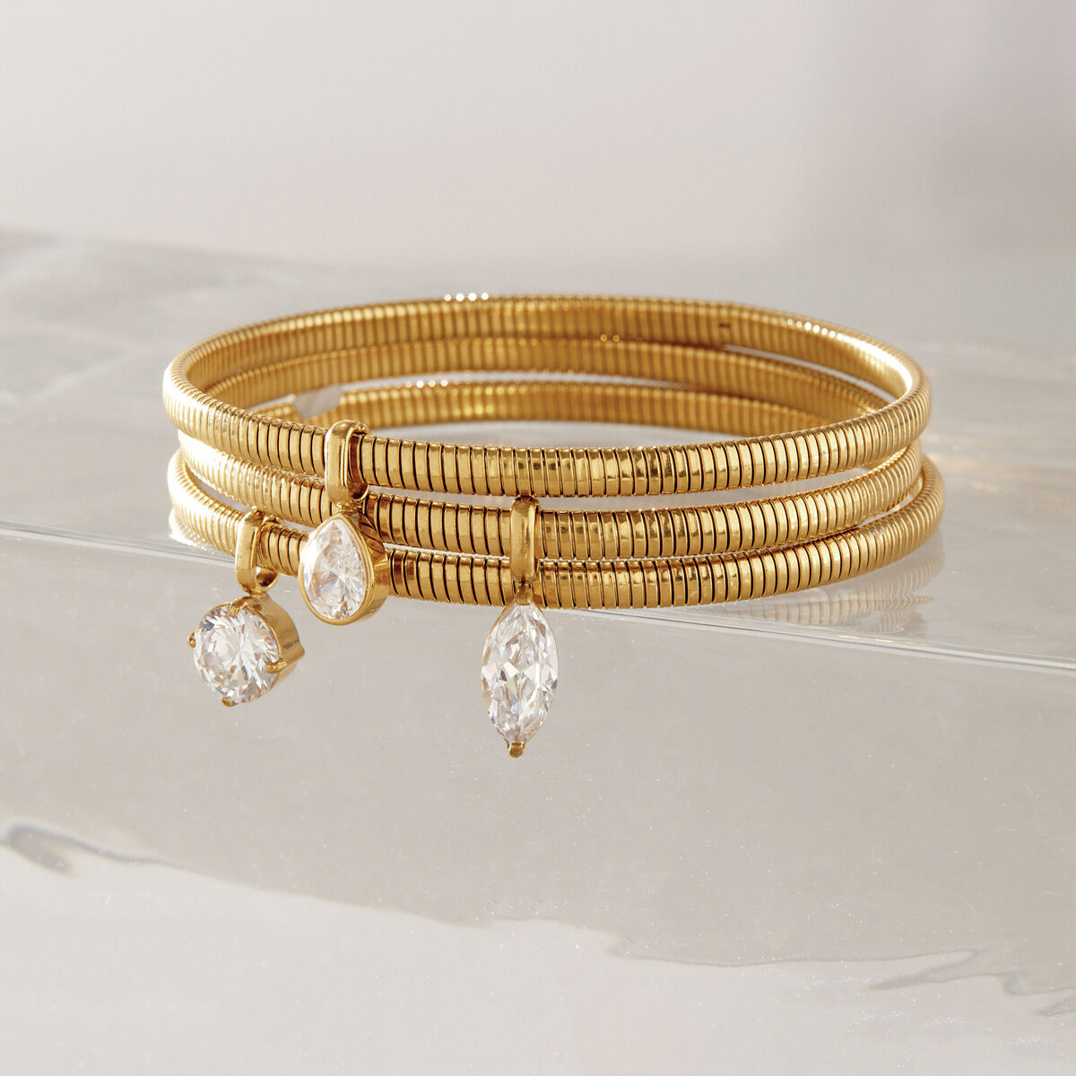 Simple Droplet Stainless Steel Waterproof Gold Color Women's Charm Bracelets Picture2