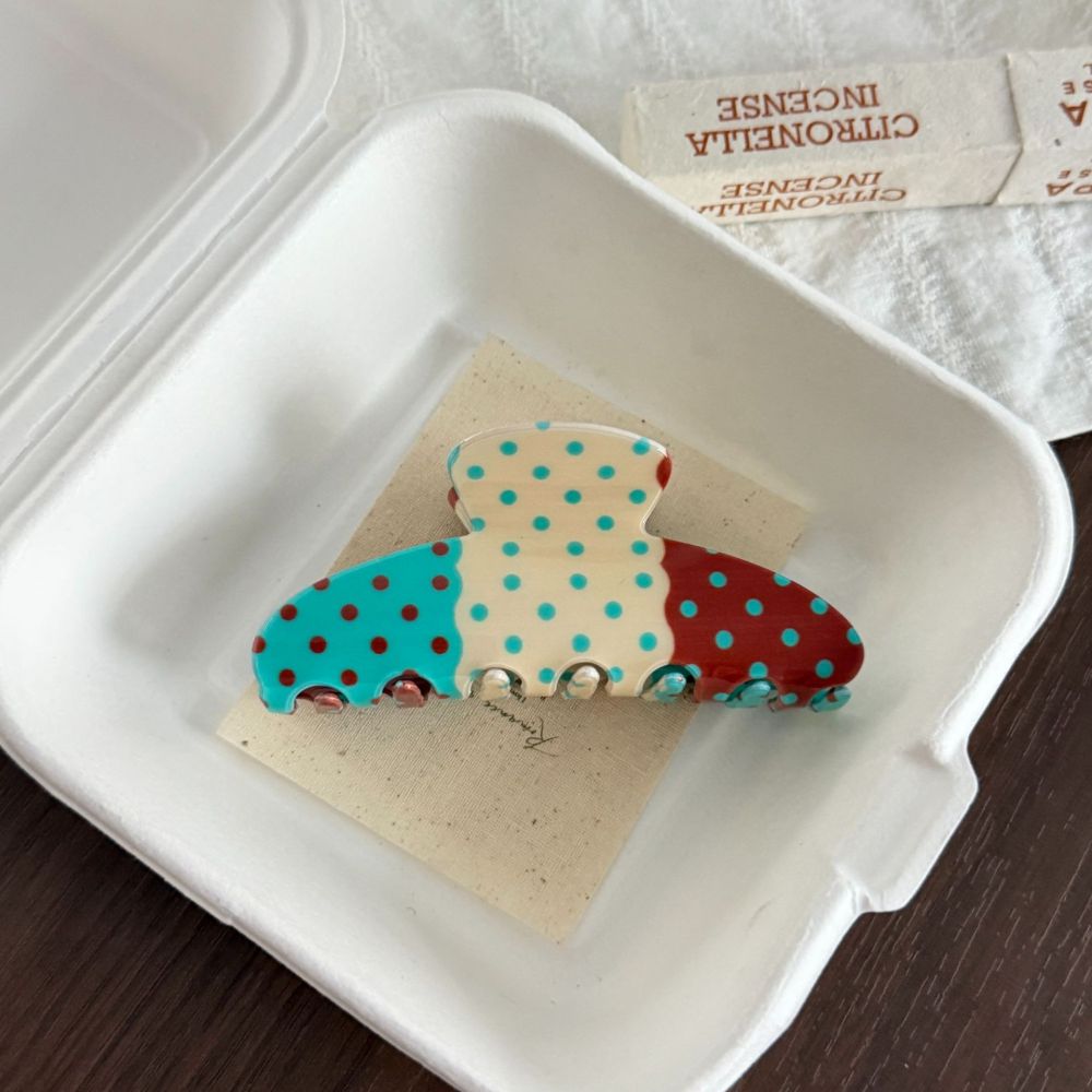 Simple Series Daily Polka Dots Mixed Color Pvc Hair Claws 