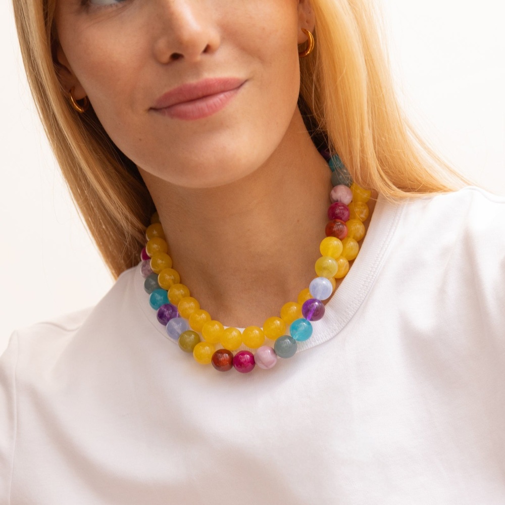 Simple Series Daily Beads Gradient Color Resin Women's Basic Necklaces h5Picture3
