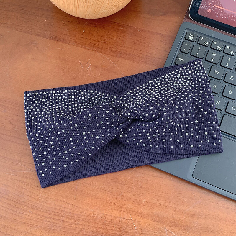 Luxurious Series Daily Solid Color Polyester Rhinestone Hair Bands
