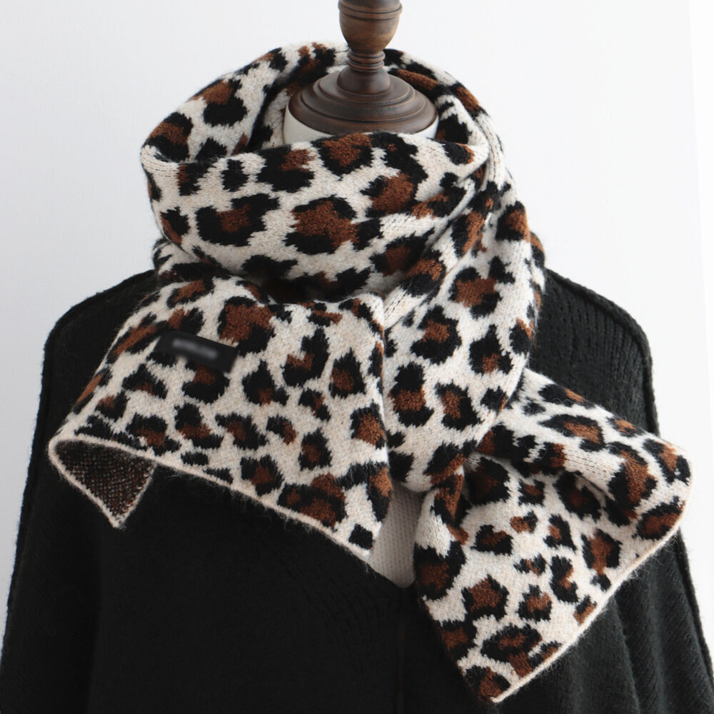 Simple Series Retro Wintersjaals Van Wol En Polyester Met Luipaardprint
