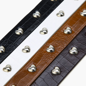 Simple Series Casual Heart Solid Color Pu Leather Belt h5 Picture2