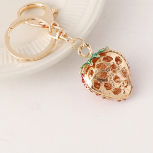 Luxurious Series Daily Strawberry Alloy Rhinestone Keychain h5 Picture4