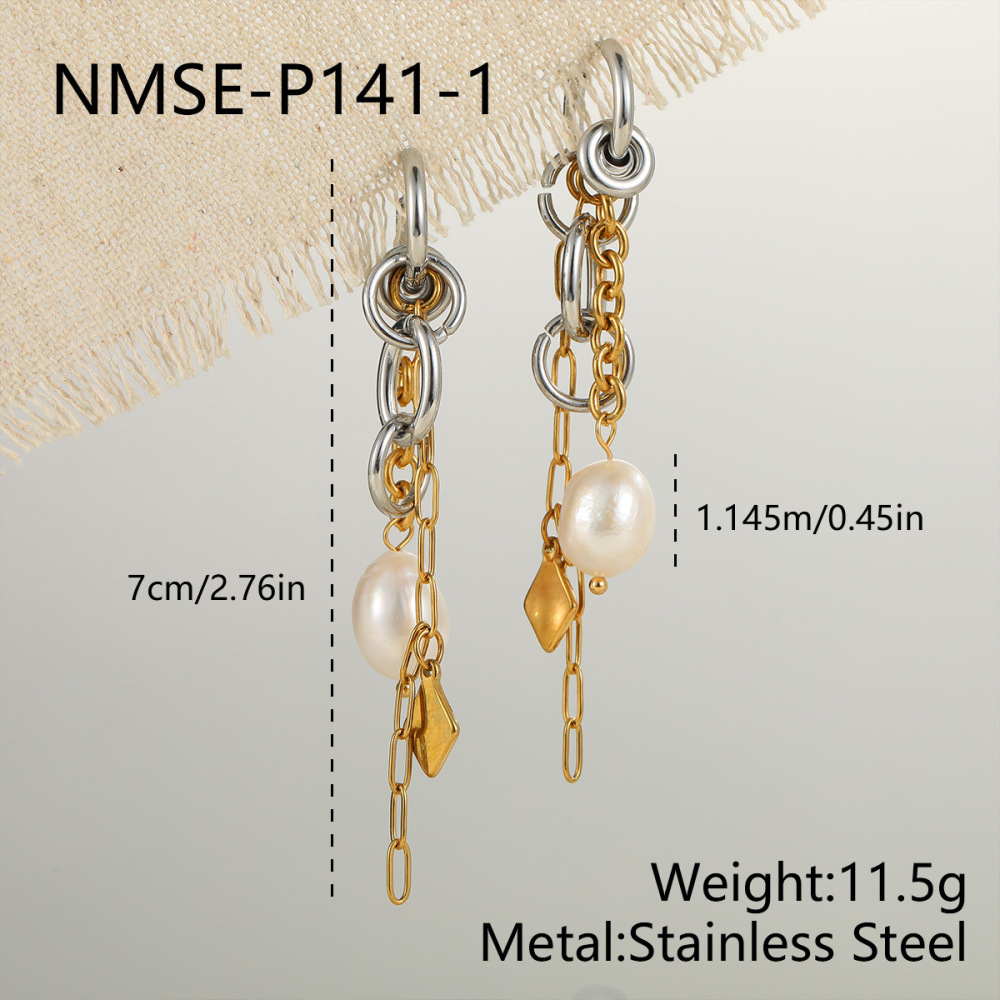 Simple Series Elegant Tassel Ellipse Shape Geometric Shape Stainless Steel Waterproof Women's Drop Earrings