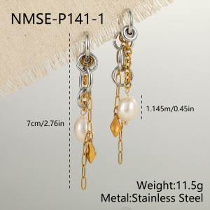 Simple Series Elegant Tassel Ellipse Shape Geometric Shape Stainless Steel Waterproof Women's Drop Earrings h5