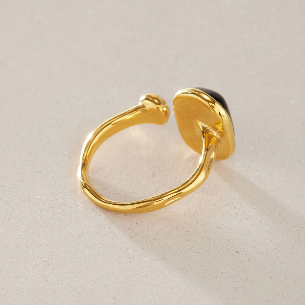 Anillo Rectangular De Piedras Naturales Color Oro Para Mujer h5Imagen3