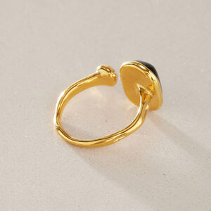 Anillo Rectangular De Piedras Naturales Color Oro Para Mujer h5 Imagen3