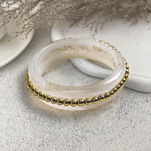 Simple Series Retro Polka Dots Gradient Color Resin Artificial Pearl Women's Bangles h5 