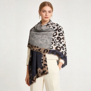 Simple Series Retro Leopard Print Mixed Color Polyester Winter Scarves h5 Picture2