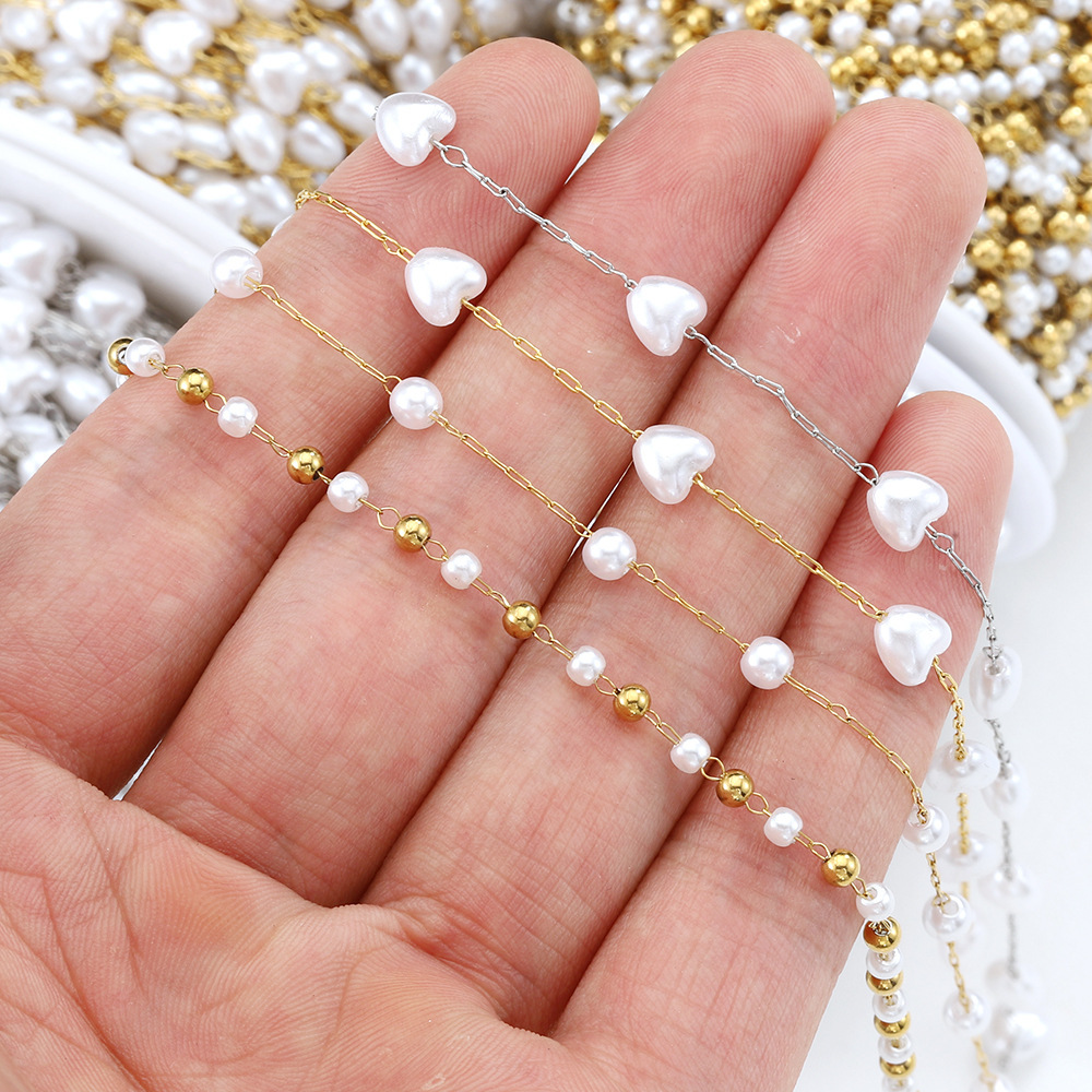 Simple Series Diy Beads Chain Stainless Steel Waterproof Gold Color Stringing Materials Picture3