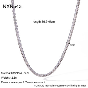 Simple Series Daily Geometric Shape Stainless Steel Waterproof   Gold Color  Zircon Women‘s Chain Necklaces h5 