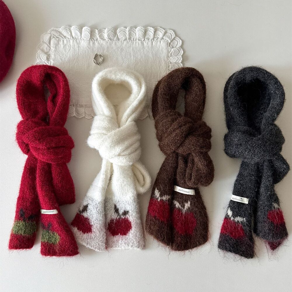 Simple Series Cute Solid Color Cherry Winter Scarves Picture2