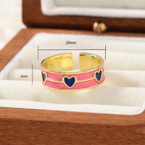 Simple Series Cute Heart Mixed Color Alloy Gold Color  Statement Rings h5 