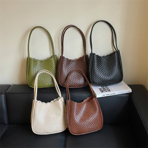 Office Style Woven Solid Color Pu Women's Tote Bag h5 Picture5