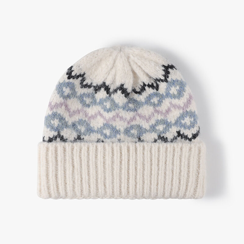 Retro Mixed Color Geometric Shape Wool Polyester Blend Women's Knitted Beanie