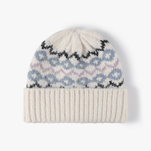 Retro Mixed Color Geometric Shape Wool Polyester Blend Women's Knitted Beanie h5