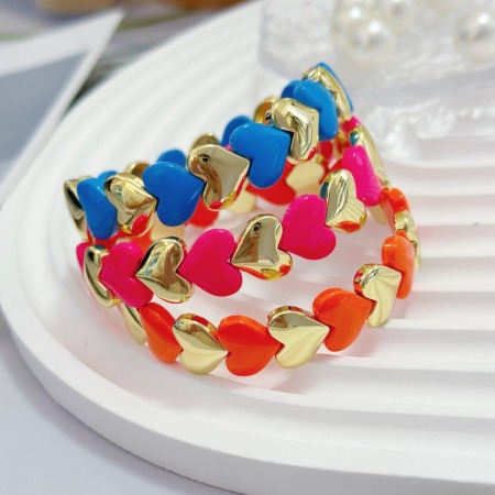 Simple Series Sweet Heart Mixed Color Copper   Gold Color  Women's Bangles