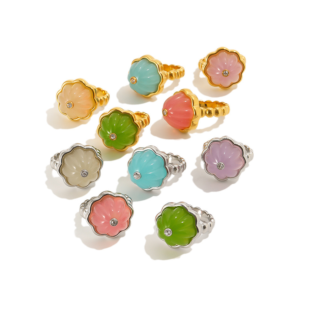 Simple Series Sweet Irregular Shape Stainless Steel Waterproof Gold Color Statement Rings h5Picture4
