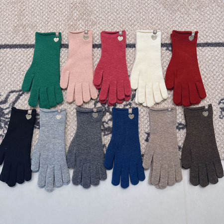 Simple Series Daily Heart Solid Color Wool Polyester Blend Gloves 2