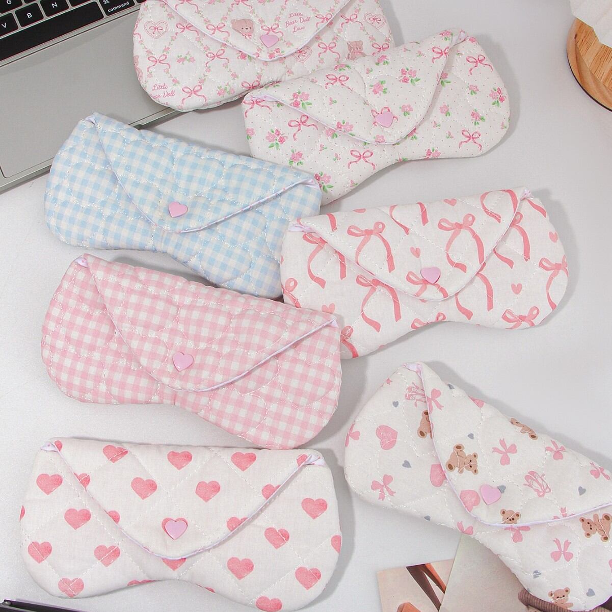 Romantic Series Sweet Flower Bow Knot Polyester Women's Glasses Storage Bag Picture2