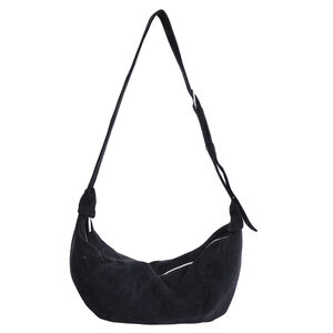 Borsa A Tracolla Da Donna In Pelle Scamosciata Con Patchwork A Tinta Unita, Stile Minimalista. h5