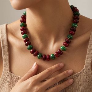 Simple Series Retro Beads Mixed Color Acrylic   Gold Color  Women's Beaded Necklaces h5 Picture5