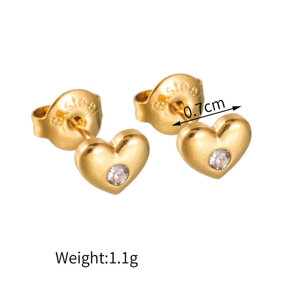 Simple Series Niedliche Herz-Ohrstecker Aus Edelstahl, Wasserdicht, Goldfarben, Für Damen Bild4