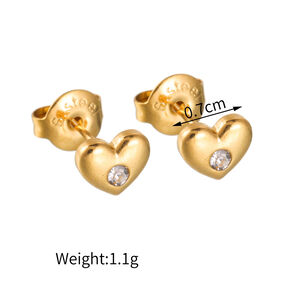 Simple Series Niedliche Herz-Ohrstecker Aus Edelstahl, Wasserdicht, Goldfarben, Für Damen h5 Bild4