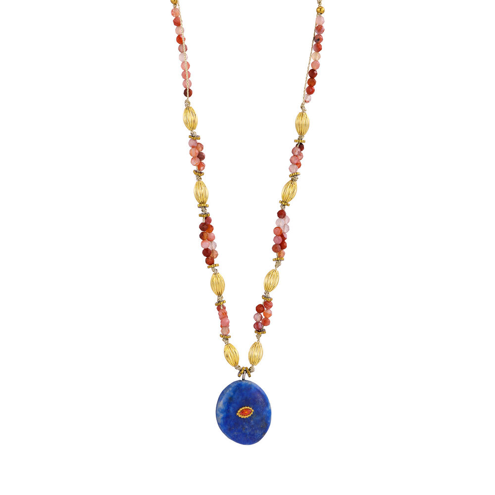 Romantic Series Retro Irregular Shape Beads Ellipse Shape Natural Stones Gold Color Women's Beaded Necklaces h5Picture4