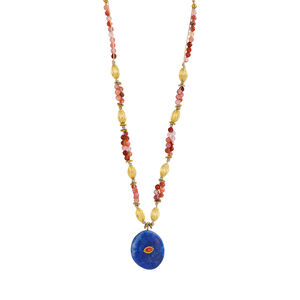 Romantic Series Retro Irregular Shape Beads Ellipse Shape Natural Stones Gold Color Women's Beaded Necklaces h5 Picture4