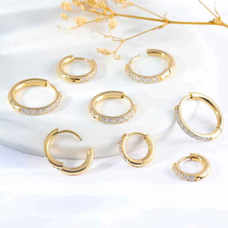 Simple Series Daily Circle Edelstahl-Ohrringe, Wasserdicht, Goldfarben, Mit Zirkonia Bild2
