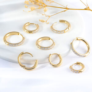 Simple Series Daily Circle Edelstahl-Ohrringe, Wasserdicht, Goldfarben, Mit Zirkonia h5 Bild2
