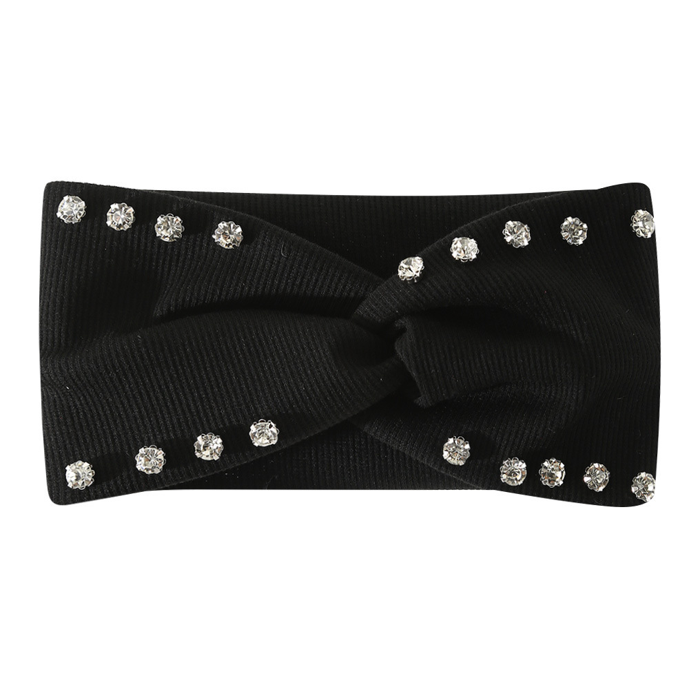 Simple Series Daily Solid Color Polyester Rhinestone Hair Bands 