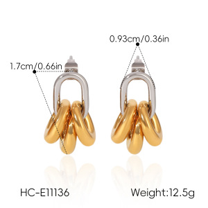Circle Stainless Steel Waterproof Gold Color Women's Drop Earrings h5 Picture2