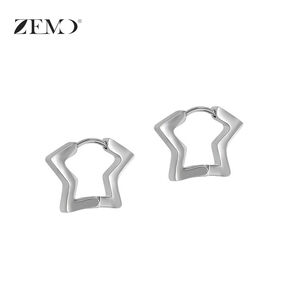 Pendientes De Aro Para Mujer De Acero Inoxidable, Impermeables, Con Forma Irregular, De La Serie Simple. h5