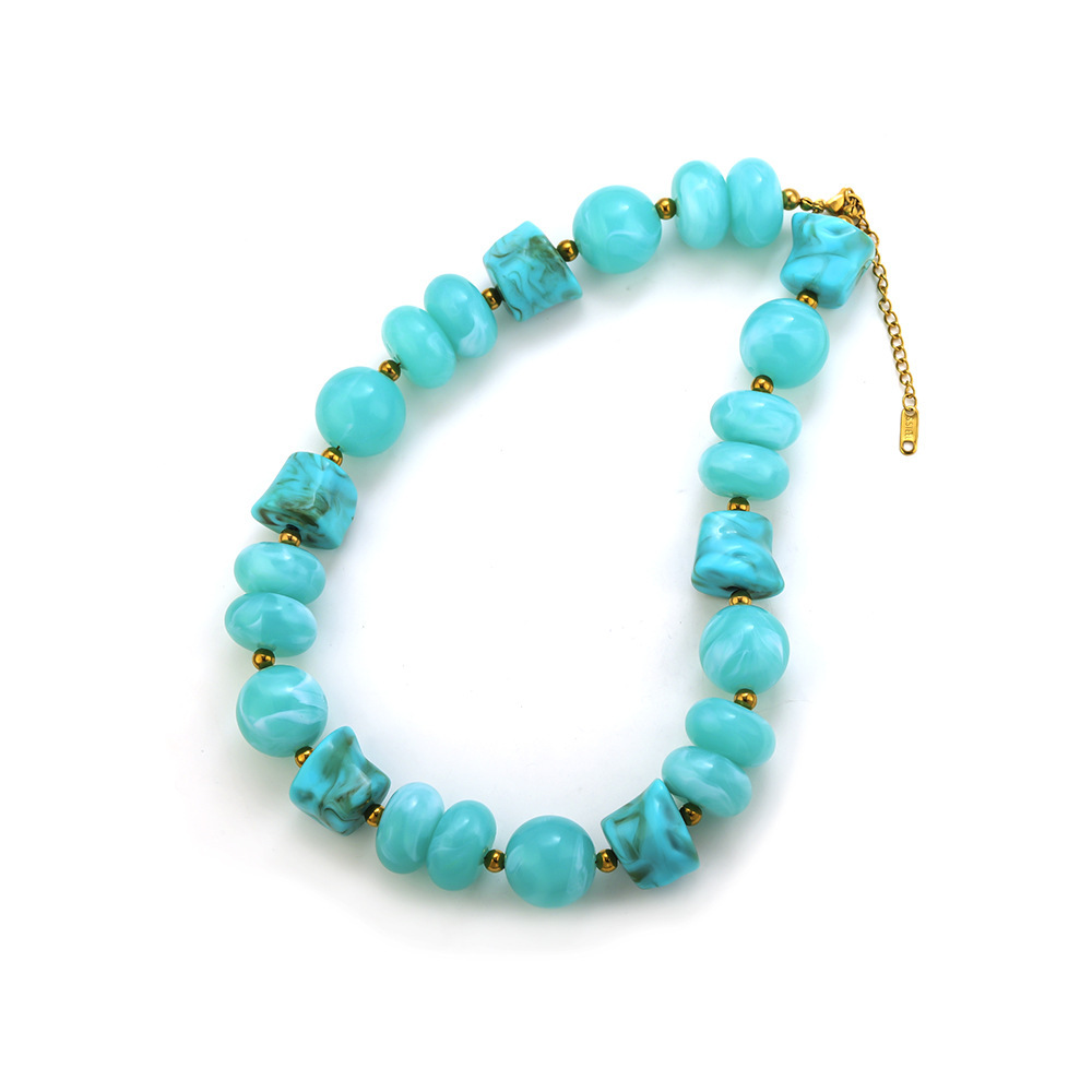 Simple Series Retro Beads Gradient Color Acrylic Women's Beaded Necklaces Picture4