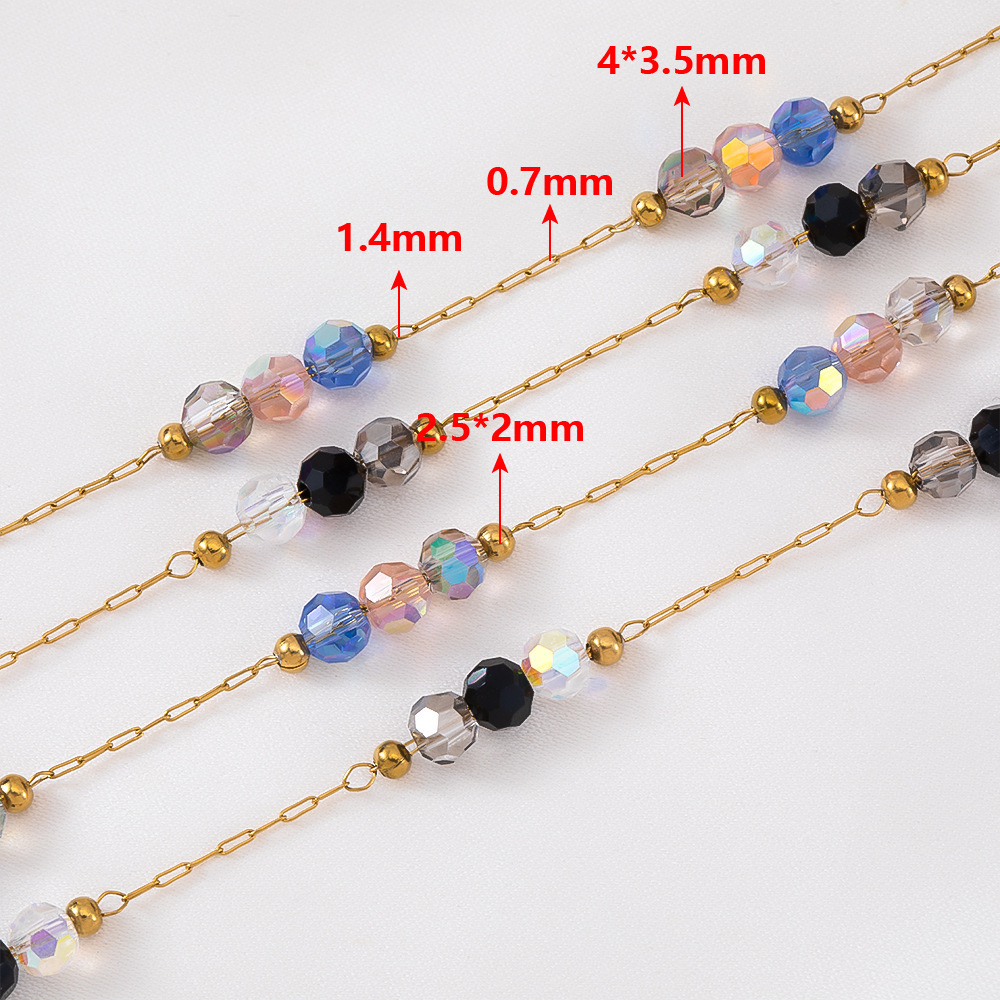 Simple Series Diy Beads Chain Stainless Steel Waterproof Gold Color Stringing Materials Picture3