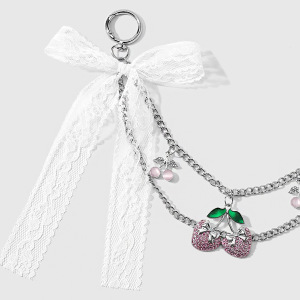 Simple Series Daily Heart Bow Knot Cherry Alloy Bag Charms h5 Picture5