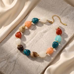 Simple Series Casual Beads Mixed Color Gradient Color Acrylic Women's Beaded Necklaces h5 Picture3