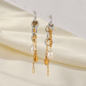 Simple Series Elegant Tassel Ellipse Shape Geometric Shape Stainless Steel Waterproof Women's Drop Earrings h5 Picture2