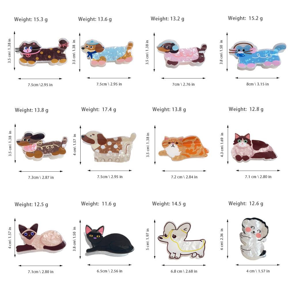 Simple Series Cute Animal Cartoon Polka Dots Mixed Color Dachshund Acrylic Hair Claws Picture8