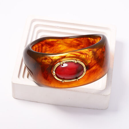 Simple Series Retro Irregular Shape Ellipse Shape Resin Women's Bangles 2