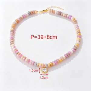 Romantic Series Sweet Beads Gradient Color Natural Stones Women's Beaded Necklaces h5 Picture5