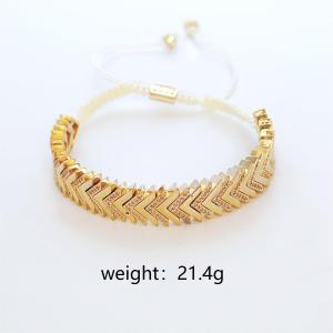 Luxurious Series Elegant Heart Patchwork Geometric Shape Copper Gold Color Women's Braided Bracelets h5
