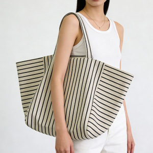 Casual Style None Stripe Canvas Women's Tote Bag Shoulder Bags h5 Picture4