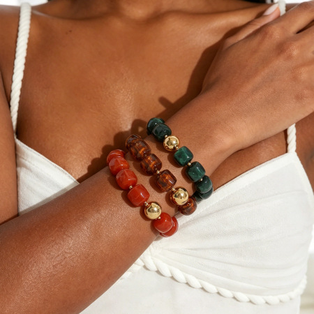 Simple Series Retro Irregular Shape Solid Color Resin Women's Beaded Bracelets 2