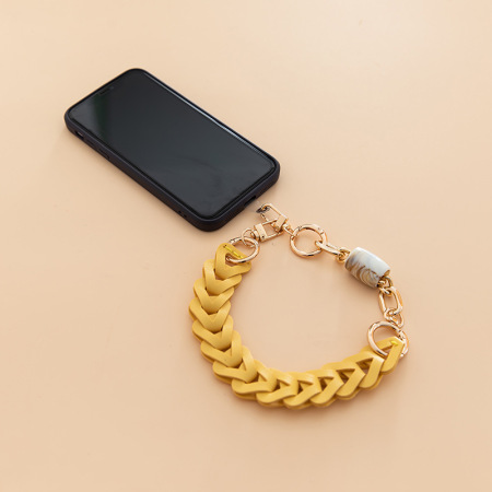 Simple Series Casual Solid Color Beads Chain Gradient Color Pu Phone Chain Bag Straps 2