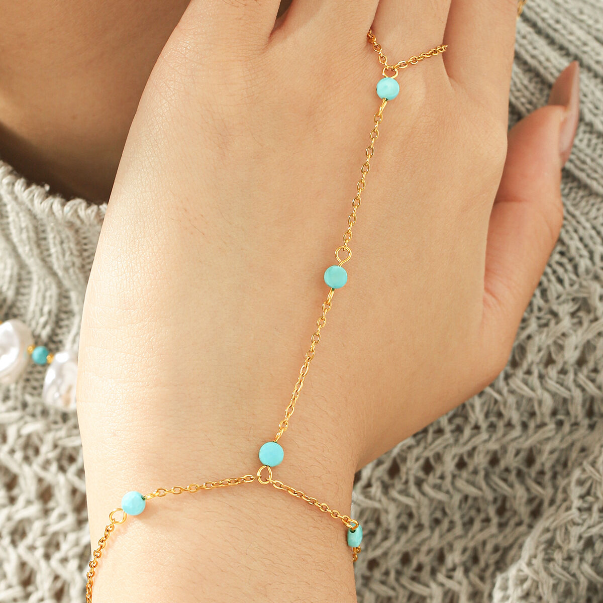 Collares De Cuentas Para Mujer De La Serie Simple, De Forma Irregular Y Colores Variados, De Acero Inoxidable, Resistentes Al Agua Y Color Dorado. h5 Imagen5