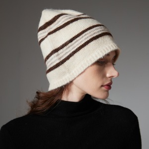 Simple Series Daily Stripe Wool Polyester Blend Beanie h5 Picture5